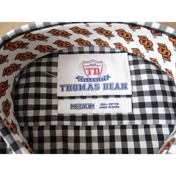 New W/ Tag Thomas Dean TD Collegiate OSU Button Up Plaid Long Sleeve Shirt Sz M - Picture 3 of 12